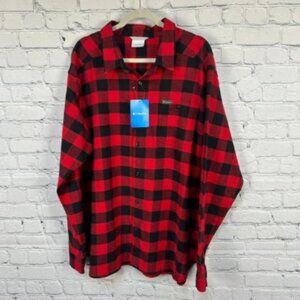 Columbia Men's Cornell Woods Flannel Long‎ Sleeve Shirt, Red/Black Plaid